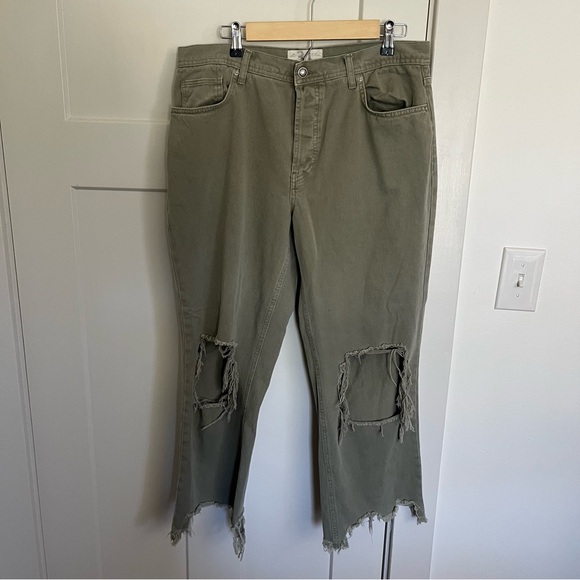 Free People Maggie Mid Rise Straight Jeans in Moss - Picture 5 of 11